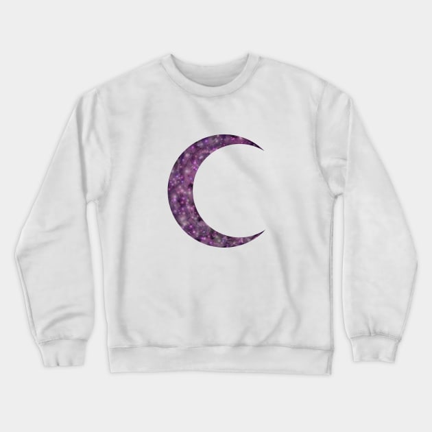 Galaxy Crescent Moon - Crescent Moon Facing Right - Galaxy Waning Crescent Crewneck Sweatshirt by Tilila